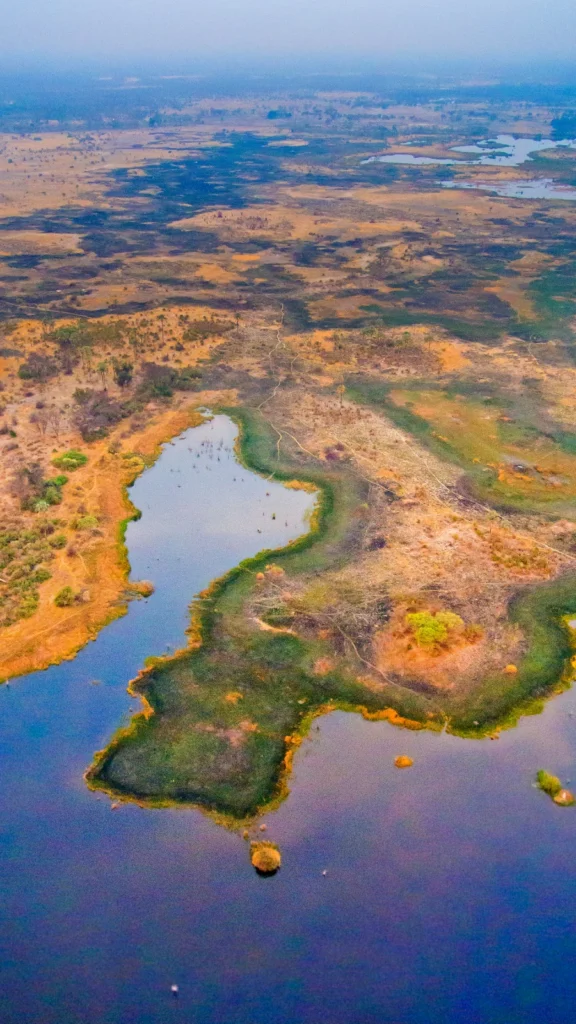 Delta Okawango z lotu ptaka w Botswanie